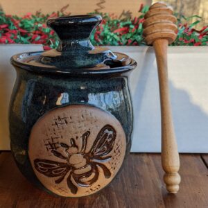 Hand Crafted Pottery Honey Pot: Cobalt Blue