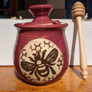 Hand Crafted Pottery Honeypot: Red